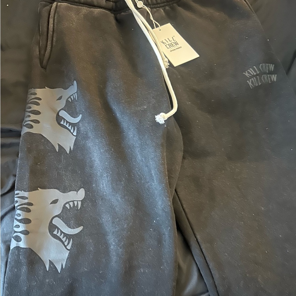 Kill Crew Kids Charcoal Joggers with Wolf Graphic